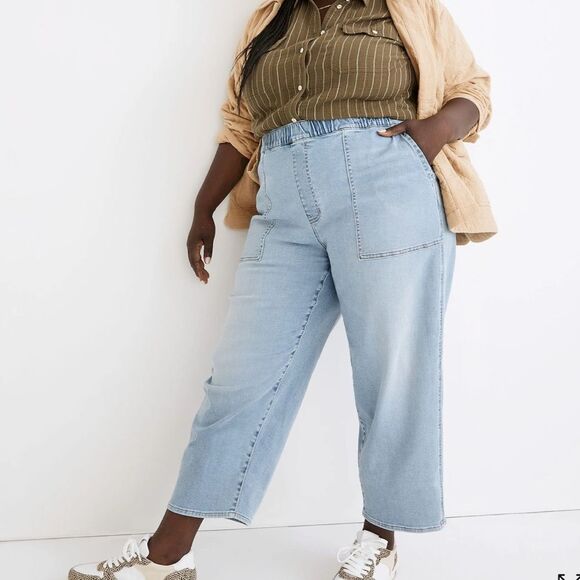 Madewell women’s plus pull on relaxed jeans in bellview wash 1x - Picture 1 of 6